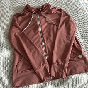Vuori Halo 2.0 Performance Zip Front Hoodie size Small Tamarind Heather
